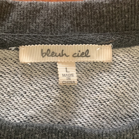 Blueh Ciel Grey/Black Laced front Cropped French Terry Sweatshirt size L - Picture 2 of 8